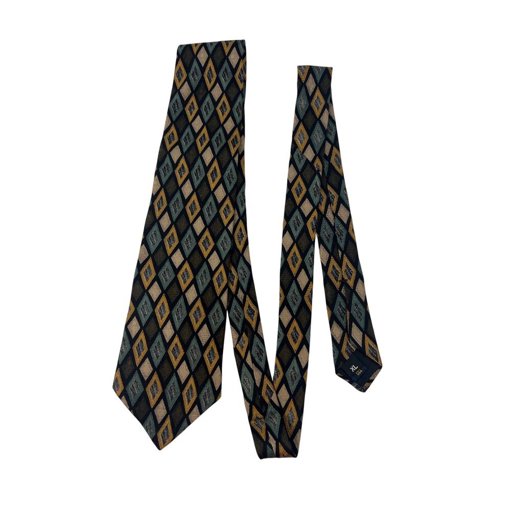 Natural Exchange Alexander Lloyd XL Repp Silk Tie Diamond Vintage - Picture 7 of 10